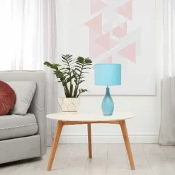 18.11" Traditional Standard Ceramic Dewdrop Table Desk Lamp With Matching Fabric Shade Blue - Creekwood Home -Light Up Deals Store GUEST 2fb191c0 5bb7 463d a677 06cc849bf6ef