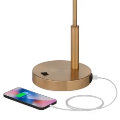 360 Lighting Industrial Modern Desk Lamp With USB And AC Power Outlet 23.5" High Antique Brass Metal For Living Room Bedroom House Bedside -Light Up Deals Store GUEST 30c588b4 d7eb 4245 8d87 8df06a4fd3d0