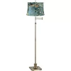 360 Lighting Swing Arm Floor Lamp Adjustable Height 70" Tall Antique Brass Peacock Print Drum Shade Living Room Reading Bedroom