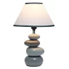 14.7" Contemporary Ceramic Stacking Stones Table Desk Lamp Gray - Creekwood Home