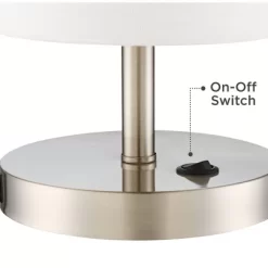 360 Lighting Heyburn Modern Accent Table Lamps 20" High Set Of 2 Brushed Nickel With USB And AC Power Outlet In Base White Cylinder Shade For Desk -Light Up Deals Store GUEST 331fa9be 1b56 41c7 8bb9 7013d7438cc4