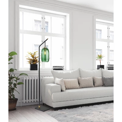 Derrick Floor Lamp Black With Brass Accents - Adesso 4 Derrick Floor Lamp Black With Brass Accents - Adesso - Image 4