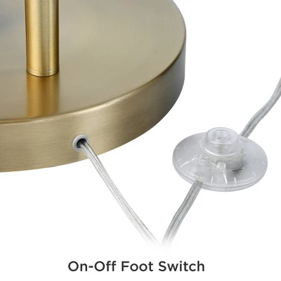 360 Lighting Modern Arc Floor Lamp With USB Charging Port 72" Tall Brass White Linen Drum Shade For Living Room Reading House Home 4 360 Lighting Modern Arc Floor Lamp With USB Charging Port 72" Tall Brass White Linen Drum Shade For Living Room Reading House Home - Image 4