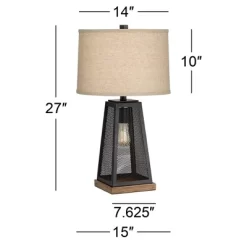 Franklin Iron Works Barris Industrial Table Lamp 26 3/4" High Metal Mesh With Nightlight LED USB Charging Port Burlap Shade For Living Room House Desk 11 Franklin Iron Works Barris Industrial Table Lamp 26 3/4" High Metal Mesh With Nightlight LED USB Charging Port Burlap Shade For Living Room House Desk -Light Up Deals Store GUEST 36a0d479 9b29 491f b80b 6945993ca326