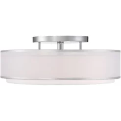 Possini Euro Design Modern Ceiling Lighting Semi Flush Mount Fixture 20" Wide Chrome 3-Light Sheer Outer Off White Inner Drum Shade For Bedroom House 8 Possini Euro Design Modern Ceiling Lighting Semi Flush Mount Fixture 20" Wide Chrome 3-Light Sheer Outer Off White Inner Drum Shade For Bedroom House -Light Up Deals Store GUEST 371bb737 03fa 4285 b6a2 498ffb003828
