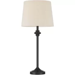 360 Lighting Lynn Modern Industrial Buffet Table Lamps 26" High Set Of 2 Dark Bronze Metal Oatmeal Drum Shade For Bedroom Living Room Bedside Office -Light Up Deals Store GUEST 372f41b5 50b5 4d31 87b1 aba8628b9618