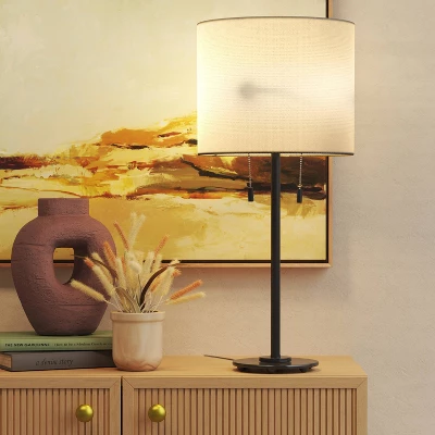 Reeded Metal Stick Lamp With Dual Socket Black (Includes LED Light Bulb) - Threshold™ 2 Reeded Metal Stick Lamp With Dual Socket Black (Includes LED Light Bulb) - Threshold™ - Image 2