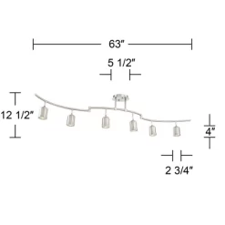 Pro Track Rhodes 6-Head LED Ceiling Track Light Fixture Kit Spot Light GU10 Silver Brushed Nickel Finish Metal Modern Kitchen Bathroom Dining 63" Wide -Light Up Deals Store GUEST 39bf2061 36e9 452b 998d 51bd5f484d8d
