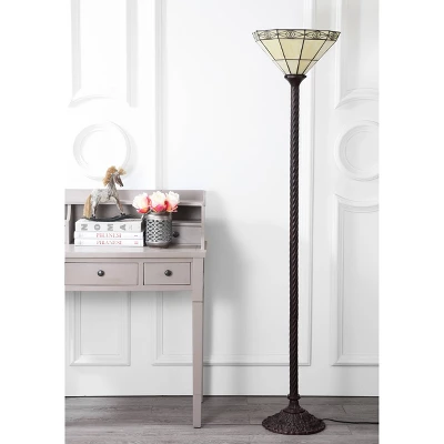 68.57" Moore Tiffany Style Torchiere Floor Lamp (Includes LED Light Bulb) Bronze - JONATHAN Y 2 68.57" Moore Tiffany Style Torchiere Floor Lamp (Includes LED Light Bulb) Bronze - JONATHAN Y - Image 2