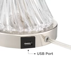 Regency Hill Luca Modern Table Lamps Set Of 2 25 1/2" High Twisted Glass With USB Charging Port Blue Shirred Shade For Bedroom Living Room Desk Office -Light Up Deals Store GUEST 3a14f747 7c88 4af6 86bb 0b7347b6f7c6