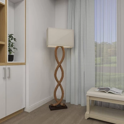 Rustic Jute Floor Lamp Brown - Olivia & May 5 Rustic Jute Floor Lamp Brown - Olivia & May - Image 5