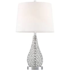 360 Lighting Sergio Modern Accent Table Lamps 23 1/2" High Set Of 2 Acrylic Chrome USB Charging Port White Drum For Bedroom Living Room Bedside Desk -Light Up Deals Store GUEST 3d608808 3ba7 4e26 a7d0 3bc2d1e50e10