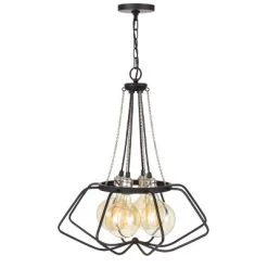 22" X 22" X 25" Ladue Metal Chandelier Black/Chrome - Cal Lighting