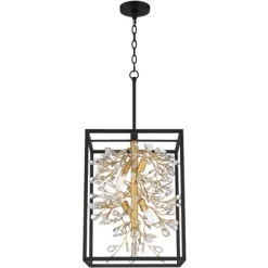 Possini Euro Design Carrine Black Gold Pendant Chandelier 15 1/4" Wide Modern Clear Crystal 4-Light Fixture For Dining Room House Foyer Kitchen Island -Light Up Deals Store GUEST 3d7ccd46 1e49 4ab2 9281 fad285d969f5