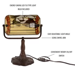 Hasting Home Tiffany-Style Stained Glass Butterfly Bankers Lamp -Light Up Deals Store GUEST 3daa5666 bdc4 4e2a 8e11 526551a7958c