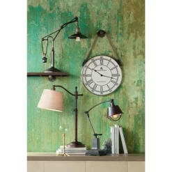 Regency Hill Downbridge Style Desk Table Lamp Adjustable Height 30.5" Tall Bronze Metal Tan Linen Look Shade For Living Room Bedroom Office -Light Up Deals Store GUEST 3dc90a57 760d 4ead 8f68 027c89136465