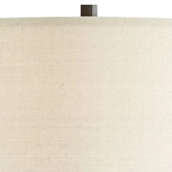 Franklin Iron Works Gaines Rustic Farmhouse Table Lamp 28 1/2" Tall Bronze Wood With LED Nightlight Off White Burlap Drum Shade For Bedroom House Home -Light Up Deals Store GUEST 3de897d3 ec85 4eaa a4b5 36bee63f4bcf