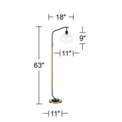 Possini Euro Design Tarrah Mid Century Modern 63" Tall Chairside Arc Floor Lamp Gold Black Metal Clear Glass Shade For Living Room House -Light Up Deals Store GUEST 3fdd9ba3 7f55 4d39 a3d8 0deb414530ca