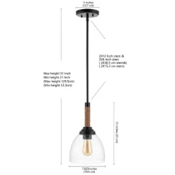 7.63" Adjustable Iron Alys Rope Wrap Modern Rustic LED Kitchen Pendant Black - Jonathan Y -Light Up Deals Store GUEST 40203648 d60b 41f0 b73b 40edb10de235