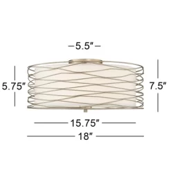 Possini Euro Design Modern Ceiling Light Flush Mount Fixture Antique Silver Leaf 18" Wide Wavy Spun White Drum For Bedroom Kitchen -Light Up Deals Store GUEST 4112a4ed 7d59 4dbe 993c c95c22d4de5b