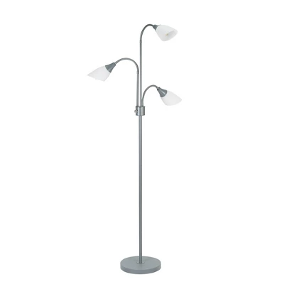 70.25" 3-Light Floor Lamp With White Shades Silver - Cresswell Lighting 2 70.25" 3-Light Floor Lamp With White Shades Silver - Cresswell Lighting - Image 2
