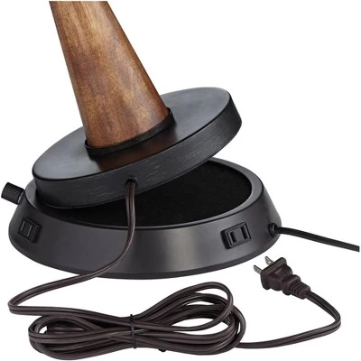 360 Lighting Modern Table Lamp With Dimmable USB And Outlet Workstation Base 24.5" High Bronze Tan Fabric Cylinder For Living Room Desk Bedroom 3 360 Lighting Modern Table Lamp With Dimmable USB And Outlet Workstation Base 24.5" High Bronze Tan Fabric Cylinder For Living Room Desk Bedroom - Image 3