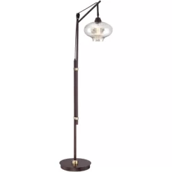 Franklin Iron Works Industrial Floor Lamp With USB Charging Port LED 66" Tall Bronze Brass Tinted Glass Shade For Living Room Home -Light Up Deals Store GUEST 41cdffe4 72ec 452f 9653 e1ae55347d83