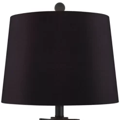 Franklin Iron Works Kacey Industrial Table Lamps 25 1/4" High Set Of 2 Dark Metal With USB LED Nightlight Black Faux Silk Shade For Living Room Desk -Light Up Deals Store GUEST 4253f094 ad16 4ac2 9b50 46b6a64567c8