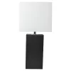 Leather Table Lamp With USB And Fabric Shade Black - Elegant Designs