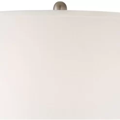 360 Lighting Geoff Modern Table Lamps 26" High Set Of 2 Brushed Nickel With USB Charging Port Table Top Dimmers White Drum Shade For Living Room Desk -Light Up Deals Store GUEST 432d54b7 bdac 4d64 9456 d70c6afc1a37