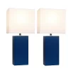 (2pk) 21" Monaco Avenue Modern Leather Table Lamp Blue - Elegant Designs
