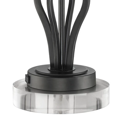 360 Lighting Heather Modern Accent Table Lamps Set Of 2 With Round Risers 22 1/2" High Iron USB And AC Power Outlet In Base Off White Glass For Desk 4 360 Lighting Heather Modern Accent Table Lamps Set Of 2 With Round Risers 22 1/2" High Iron USB And AC Power Outlet In Base Off White Glass For Desk - Image 4