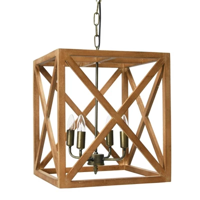 Metal/Wood Chandelier Natural Brown - Storied Home 11 Metal/Wood Chandelier Natural Brown - Storied Home - Image 11