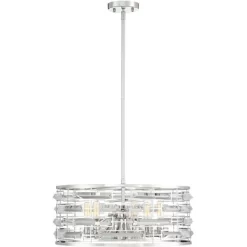 Possini Euro Design Smart Polished Nickel Chandelier 20" Wide Modern Drum Clear Crystal 6-Light Fixture For Dining Room House Foyer Kitchen Island -Light Up Deals Store GUEST 454c71ec dca7 41f6 9157 abb34aa27ba3