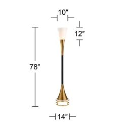 Possini Euro Design Piazza Modern Torchiere Floor Lamp With Gold Riser 78" Tall Black Brass Metal White Glass Shade For Living Room Bedroom Office -Light Up Deals Store GUEST 459b6ef3 ed87 422d 9a78 b4ab9167e388