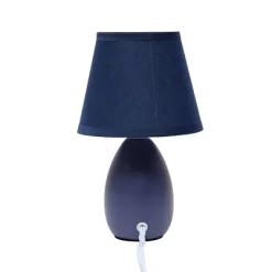9.45" 2pk Petite Ceramic Oblong Bedside Table Desk Lamps With Matching Tapered Drum Shade Blue - Creekwood Home