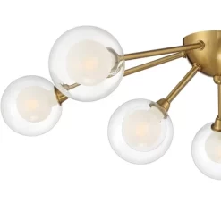 Possini Euro Design Spheres Modern Ceiling Light Flush Mount Fixture 28" Wide Warm Brass 9-Light LED Clear Globe Glass For Bedroom Kitchen Living Room -Light Up Deals Store GUEST 4772bc4d 2bc9 44cc bcf3 2272d462bd50