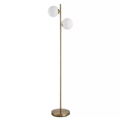 HOMCOM Floor Lamp W/ 2pcs Glass Lamp Shade Modern Portable Decorative Lamp, White -Light Up Deals Store GUEST 47f3550f 65d2 49af a473 830172a105b7