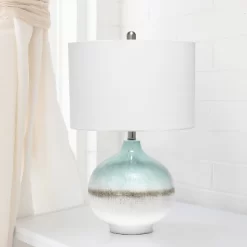 Bayside Horizon Table Lamp With Fabric Shade White/Light Blue - Lalia Home -Light Up Deals Store GUEST 48669e00 4d84 4cc2 9f36 1218f2f1ae48