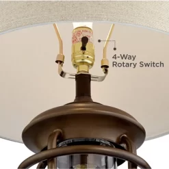 Franklin Iron Works Andreas Industrial Table Lamp 26" High Brown Metal With Nightlight LED And USB Charging Port Oatmeal Shade For Living Room Desk -Light Up Deals Store GUEST 48784dc5 bb0b 4357 a102 7b377aac726c