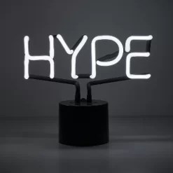 Amped Co 9.6" X 8.3" HYPE Real Neon Light Novelty Desk Lamp, White