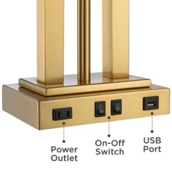 Possini Euro Design Possini Euro Deacon Brass Gooseneck Lamps With USB Port And Outlet Set Of 2 -Light Up Deals Store GUEST 49bfaf20 ce10 49be a11d 1873ff14b915