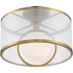 Possini Euro Design Carlyn Modern Art Deco Ceiling Light Semi Flush Mount Fixture 14" Wide Warm Brass Black Orb Organza Drum Shade For Bedroom Kitchen 10 Possini Euro Design Carlyn Modern Art Deco Ceiling Light Semi Flush Mount Fixture 14" Wide Warm Brass Black Orb Organza Drum Shade For Bedroom Kitchen -Light Up Deals Store GUEST 4acc925a 9848 4adf a072 26596db1590c