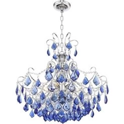 Vienna Full Spectrum Alpine Chrome Chandelier 26" Wide French Blue Crystal 6-Light Fixture For Dining Room House Foyer Kitchen Island Entryway Bedroom -Light Up Deals Store GUEST 4e216b5f 58f7 4025 bc03 185737bbf34d