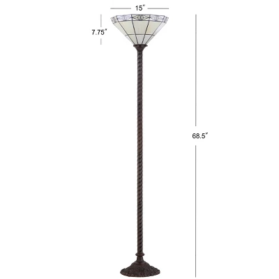 68.57" Moore Tiffany Style Torchiere Floor Lamp (Includes LED Light Bulb) Bronze - JONATHAN Y 3 68.57" Moore Tiffany Style Torchiere Floor Lamp (Includes LED Light Bulb) Bronze - JONATHAN Y - Image 3