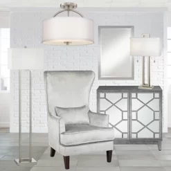 Possini Euro Design Halsted Modern Ceiling Light Semi Flush Mount Fixture 15" Wide Brushed Nickel 2-Light Oatmeal Linen Drum For Bedroom Living Room 11 Possini Euro Design Halsted Modern Ceiling Light Semi Flush Mount Fixture 15" Wide Brushed Nickel 2-Light Oatmeal Linen Drum For Bedroom Living Room -Light Up Deals Store GUEST 4f27ae77 7195 4949 98cf b8db59d91fb3