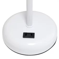 19.5" Bedside Power Outlet Base Metal Table Desk Lamp In White With Gray Fabric Shade - Creekwood Home -Light Up Deals Store GUEST 4fc05de6 dee0 41de a878 1eb4f661a37a