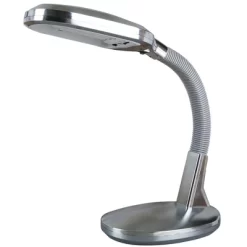Hastings Home Natural Sunlight Desk Lamp With Adjustable Gooseneck For Home And Office - Silver