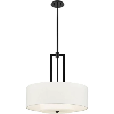 Possini Euro Design Sundry Semi Gloss Black Drum Pendant Chandelier 24" Wide Modern Double Shade 4-Light Fixture For Dining Room Foyer Kitchen Island 8 Possini Euro Design Sundry Semi Gloss Black Drum Pendant Chandelier 24" Wide Modern Double Shade 4-Light Fixture For Dining Room Foyer Kitchen Island - Image 8