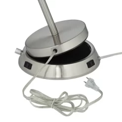 360 Lighting Modern Table Lamp With Dimmable USB And AC Power Outlet Workstation Base 24.5" High Brushed Nickel Droplet White Shade Bedroom Desk -Light Up Deals Store GUEST 523434d5 7226 40c4 a87c e684a313717b